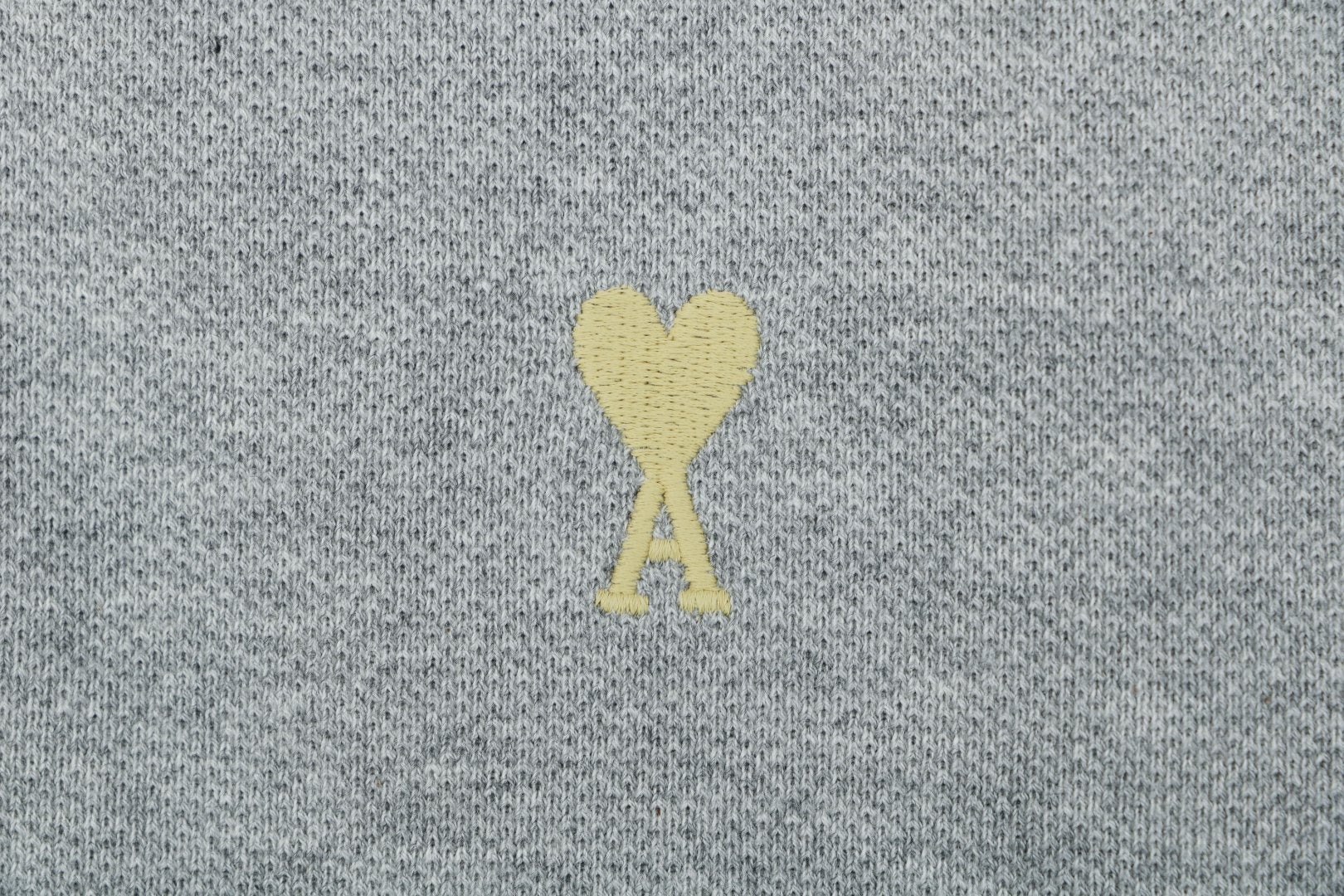 AMI Paris Ami de Coeur Contrast Collar Polo Short Sleeve — Grey