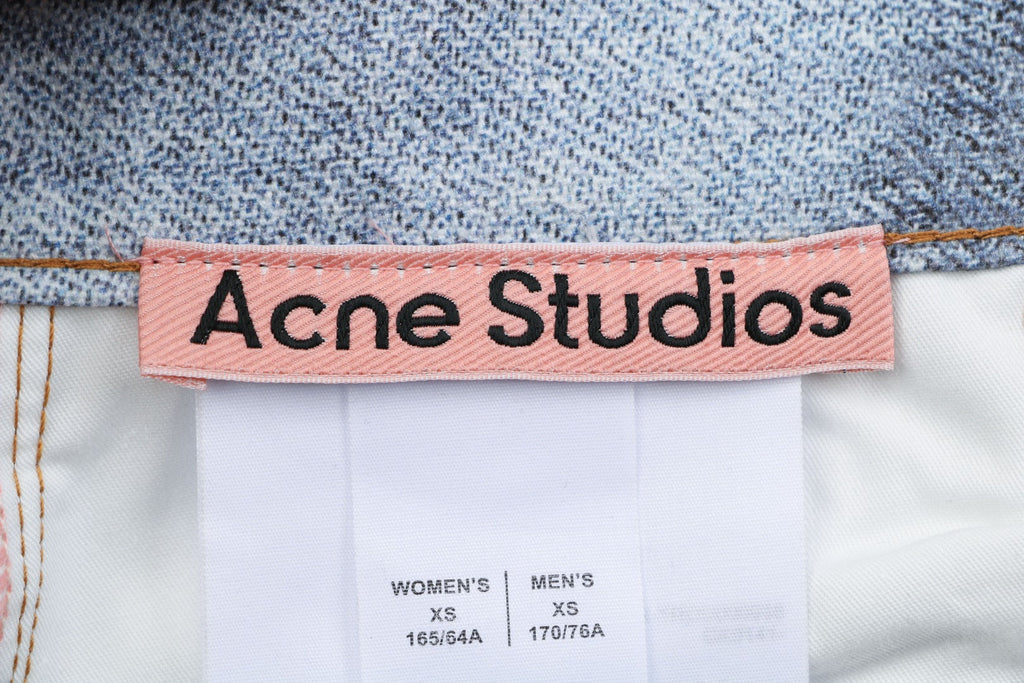Acne Studios 1981M Distressed Rose Print Jeans — Light Blue