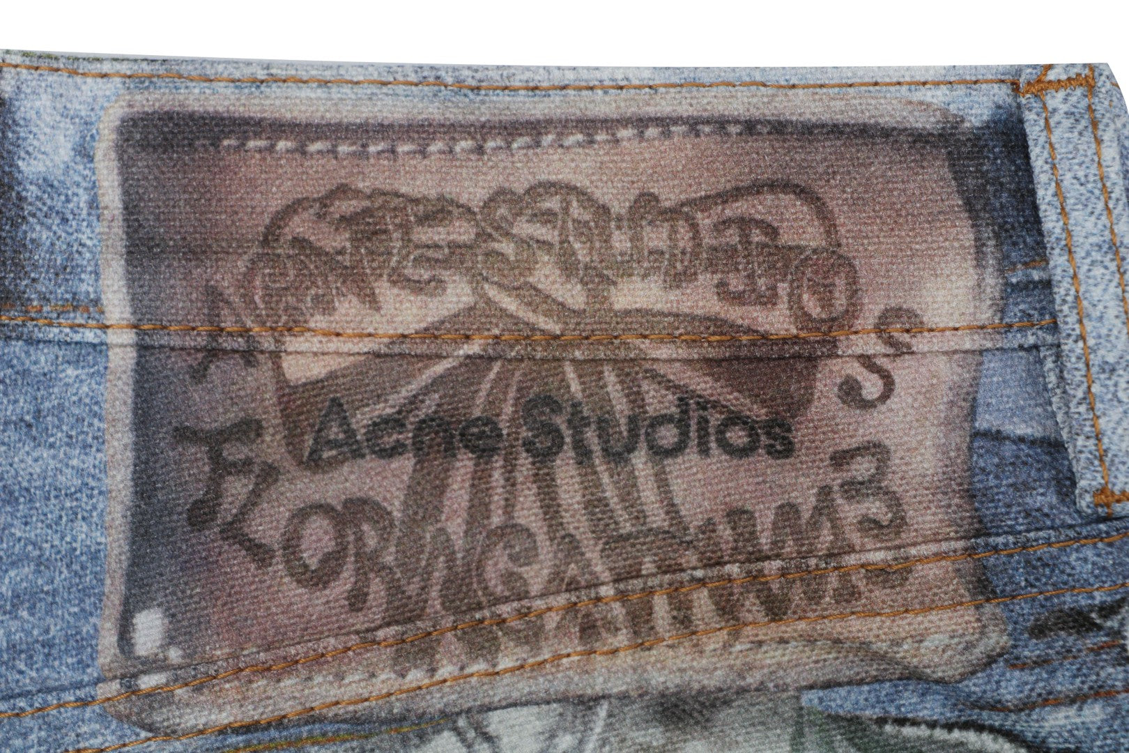 Acne Studios 1981M Distressed Rose Print Jeans — Light Blue