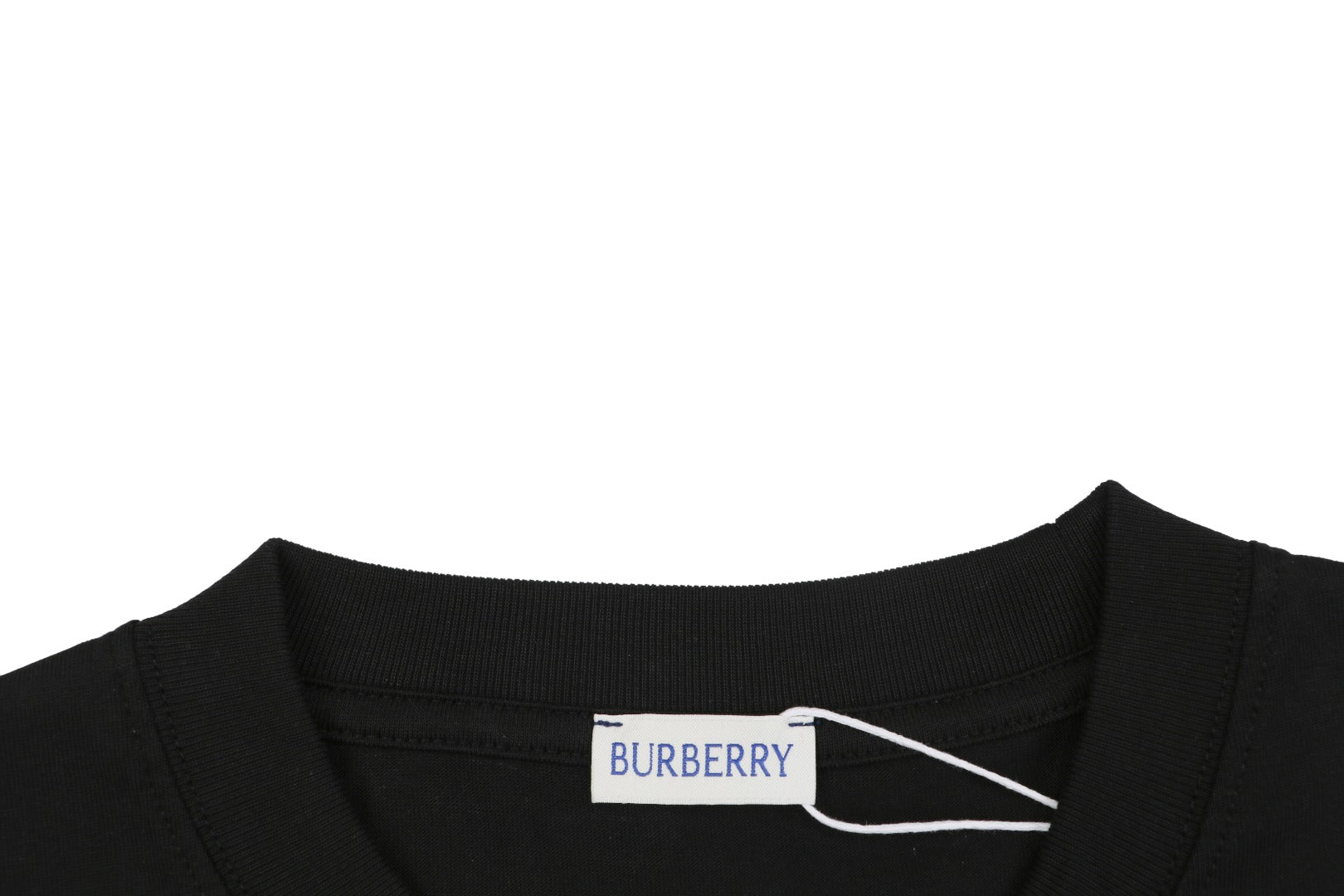 Burberry Vintage Check Pocket Blue Equestrian Knight Short Sleeve Tee — Black