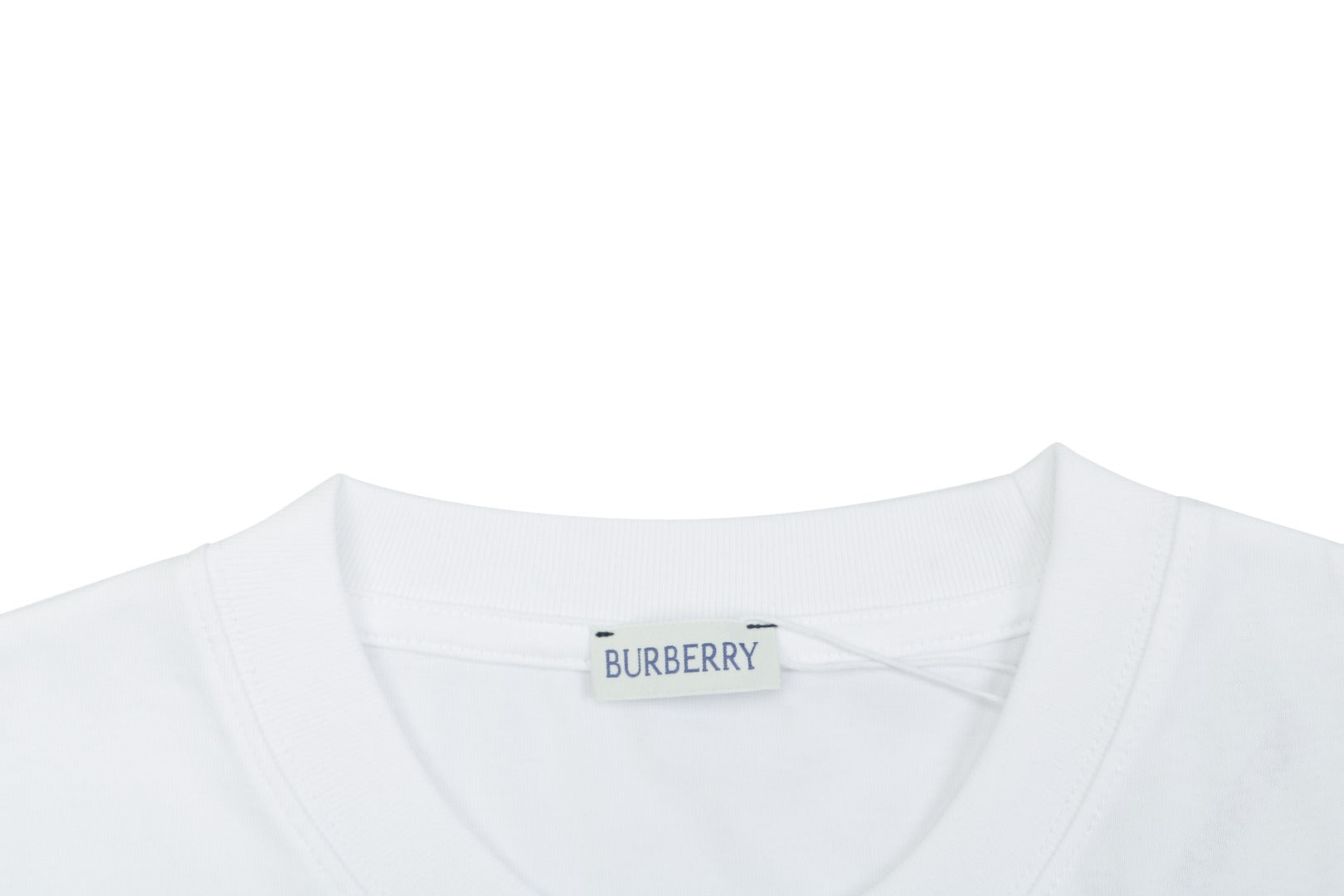 Burberry Vintage Check Pocket Blue Equestrian Knight Short Sleeve Tee — White