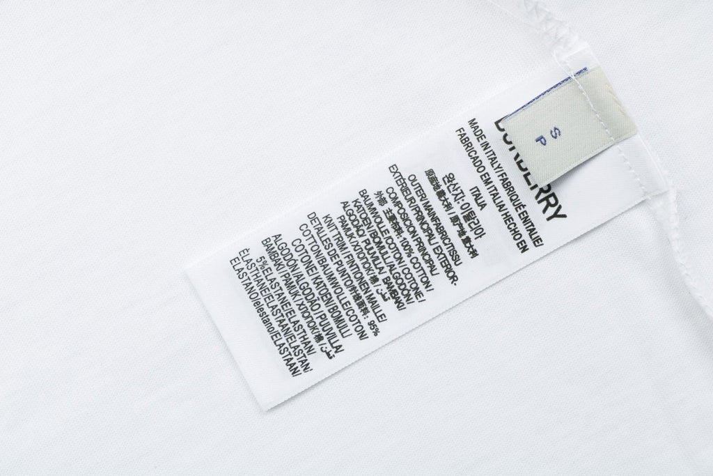 Burberry Vintage Check Pocket Blue Equestrian Knight Short Sleeve Tee — White