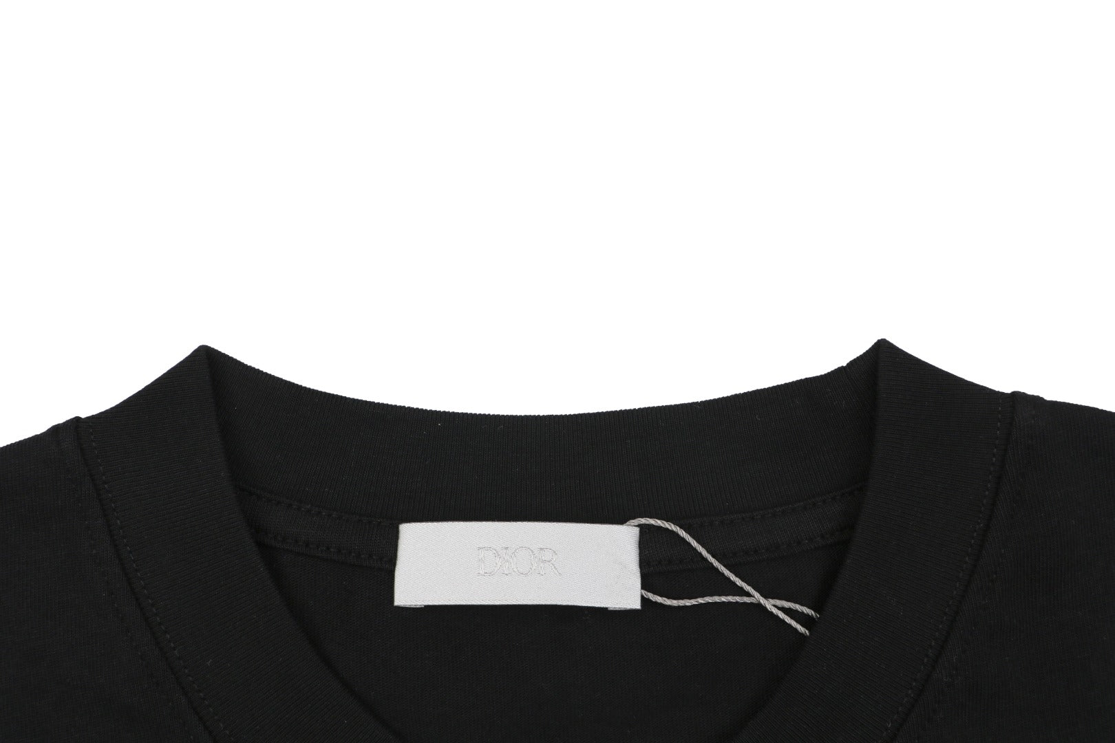 Dior Front & Back Signature Script Embroidered Short Sleeve Tee — Black