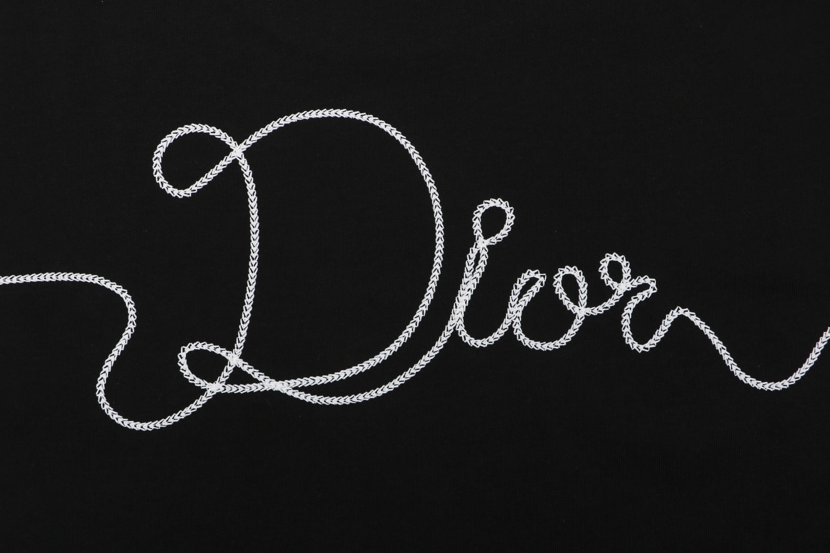 Dior Front & Back Signature Script Embroidered Short Sleeve Tee — Black