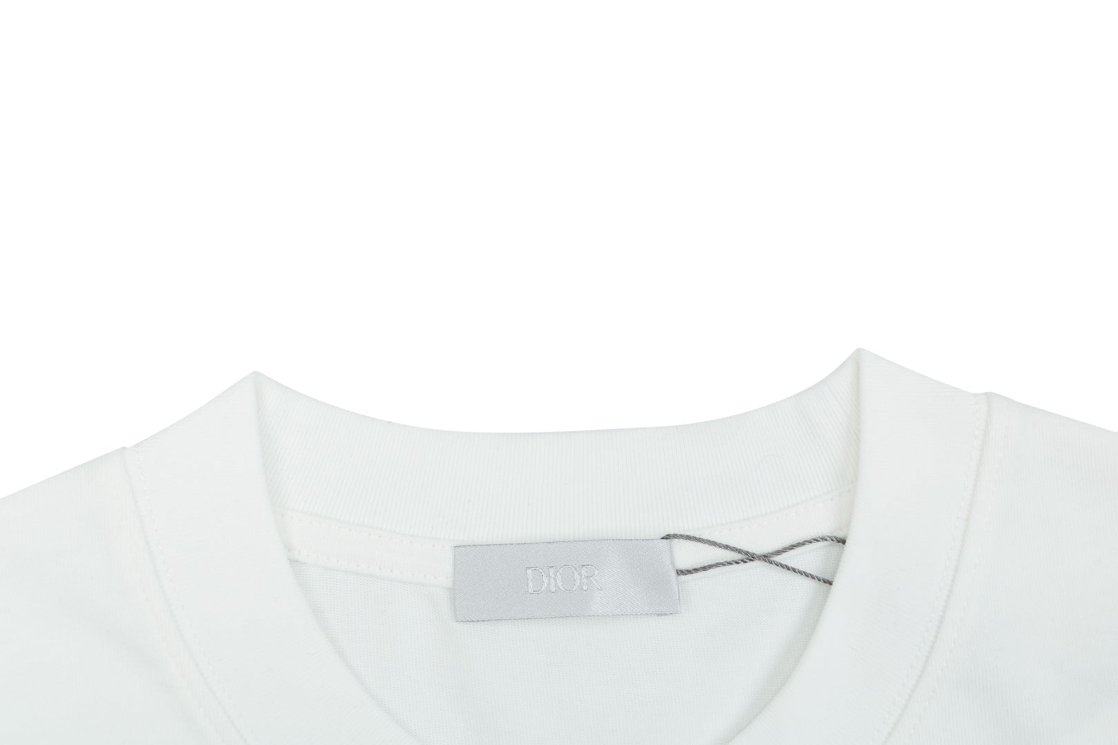 Dior Front & Back Signature Script Embroidered Short Sleeve Tee — White
