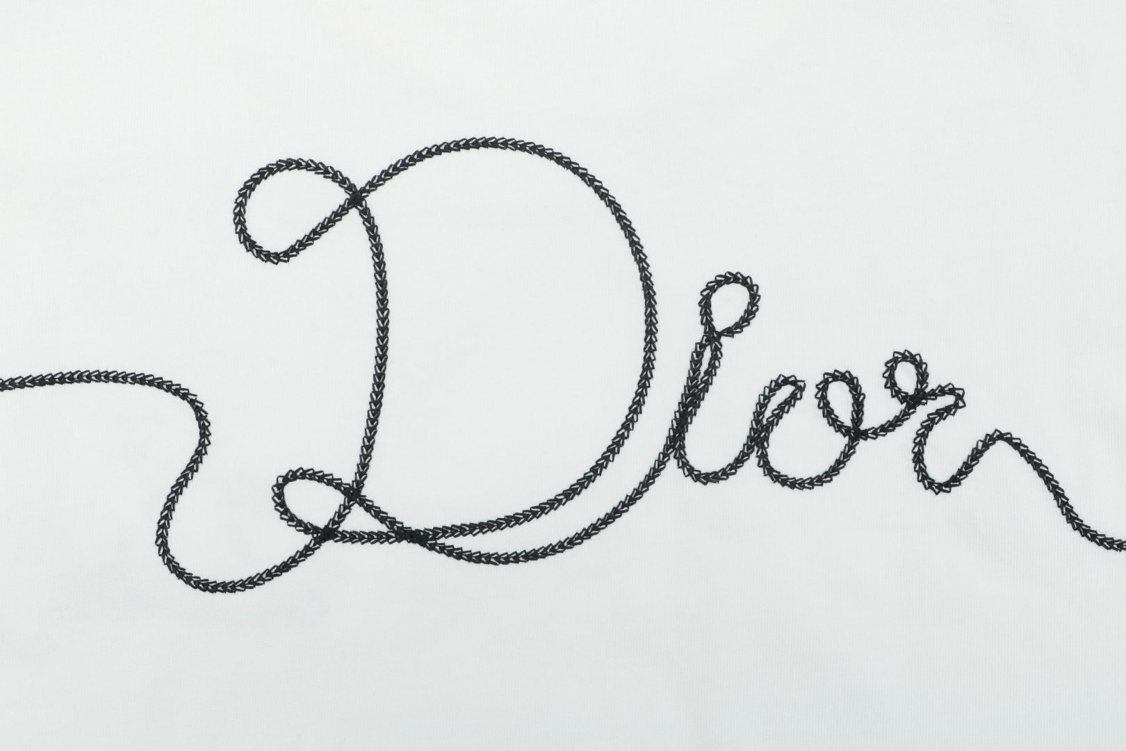 Dior Front & Back Signature Script Embroidered Short Sleeve Tee — White