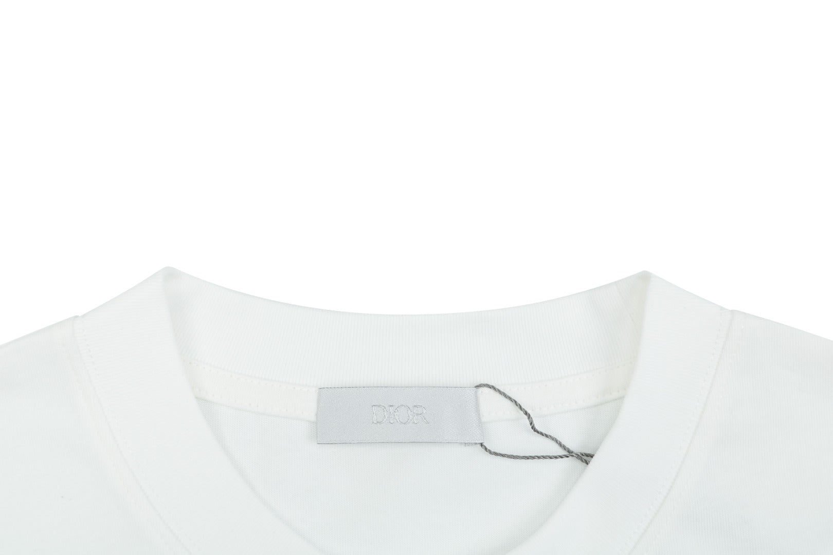Dior Oversized Bee Signature Script Embroidered Short Sleeve Tee — White