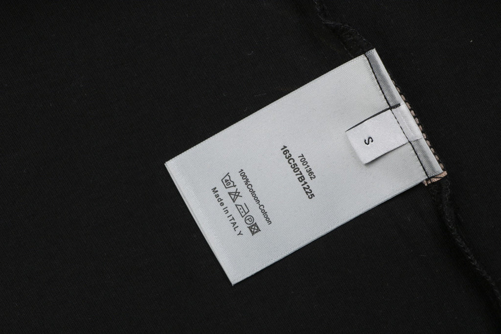 Dior Oversized Bee Signature Script Embroidered Short Sleeve Tee — Black