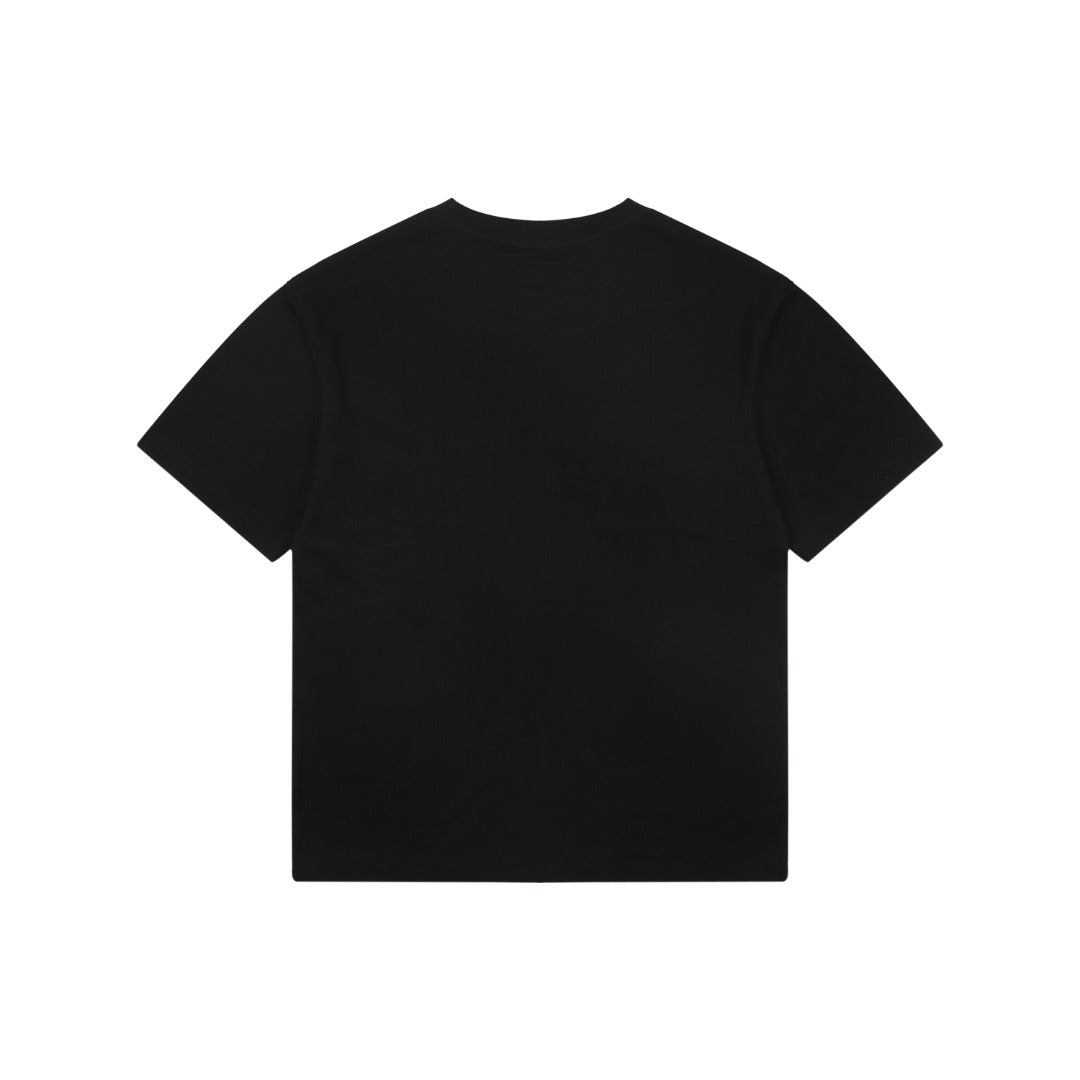 Dior Oversized Bee Signature Script Embroidered Short Sleeve Tee — Black