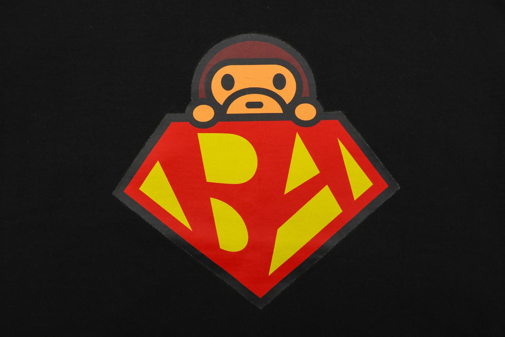 BAPE Baby Milo Superman Print Short Sleeve Tee — Black