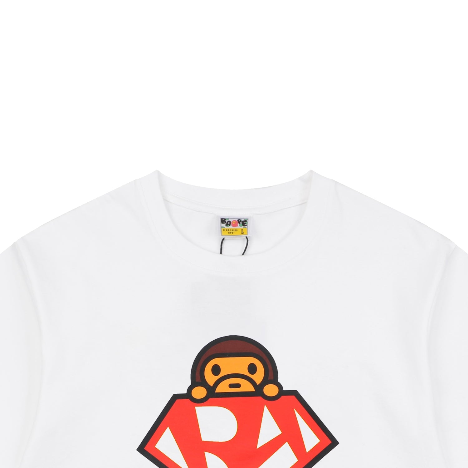BAPE Baby Milo Superman Print Short Sleeve Tee — White