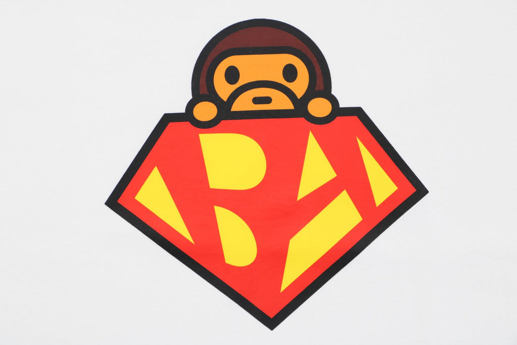 BAPE Baby Milo Superman Print Short Sleeve Tee — White