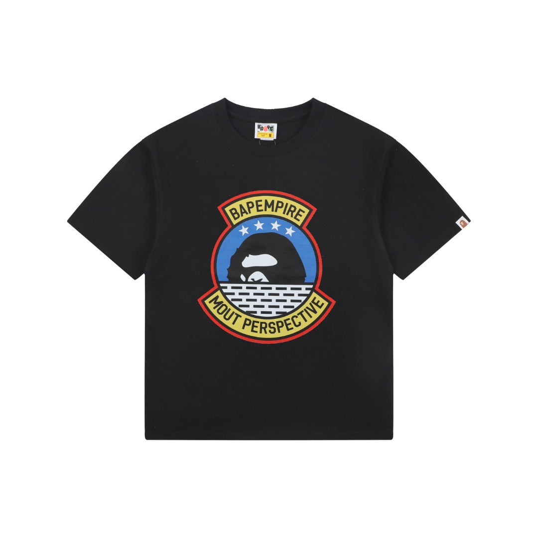 BAPE Empire Military Ape Head Badge Print Short Sleeve Tee — White