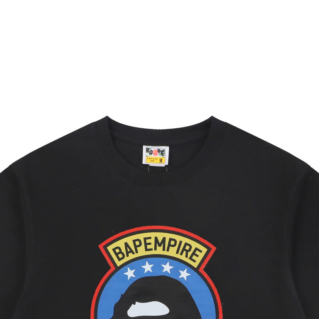 BAPE Empire Military Ape Head Badge Print Short Sleeve Tee — White