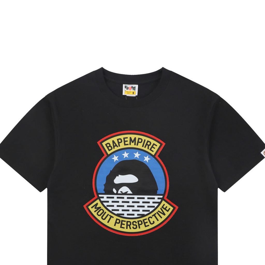 BAPE Empire Military Ape Head Badge Print Short Sleeve Tee — White