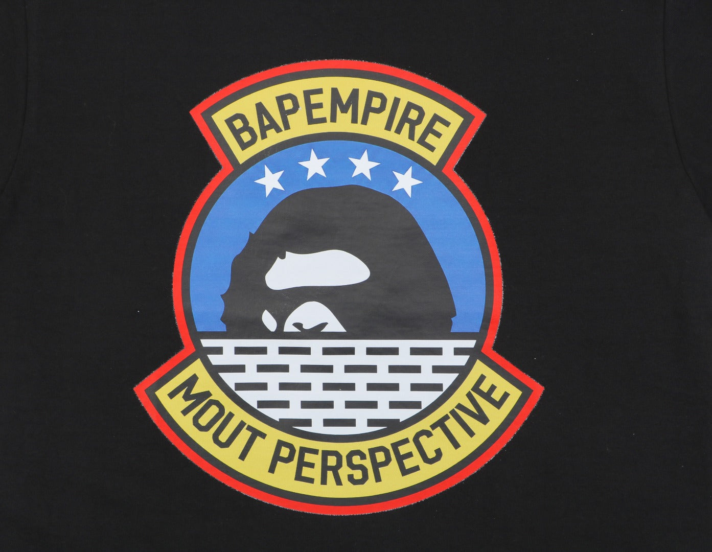 BAPE Empire Military Ape Head Badge Print Short Sleeve Tee — White