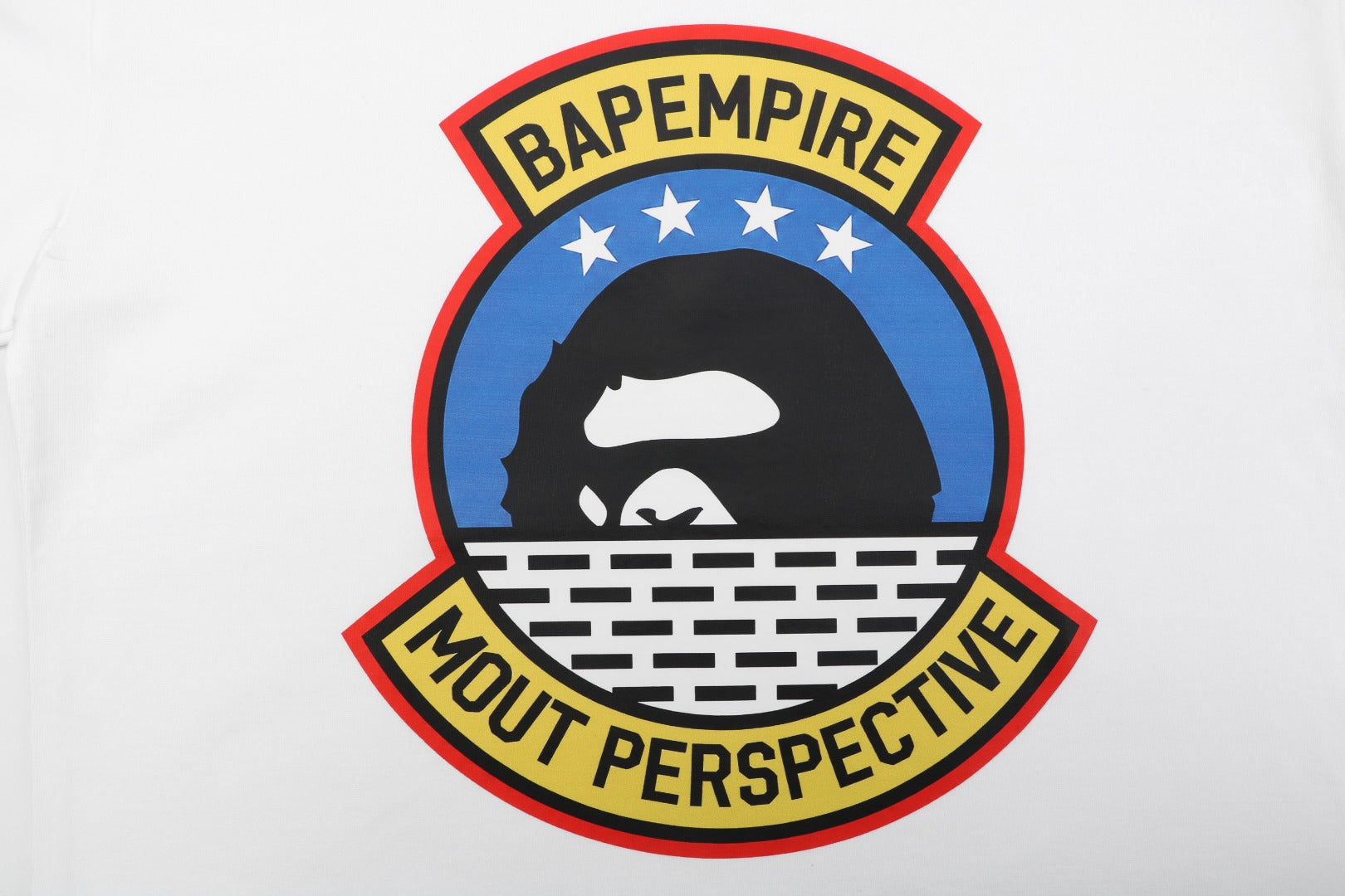 BAPE Empire Military Ape Head Badge Print Short Sleeve Tee — White
