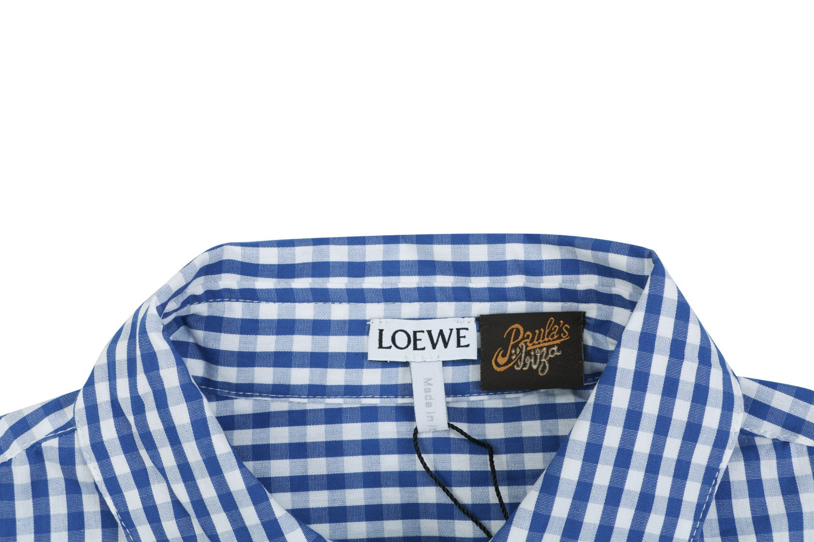 Loewe Anagram Pocket Blue Gingham Long Sleeve Shirt