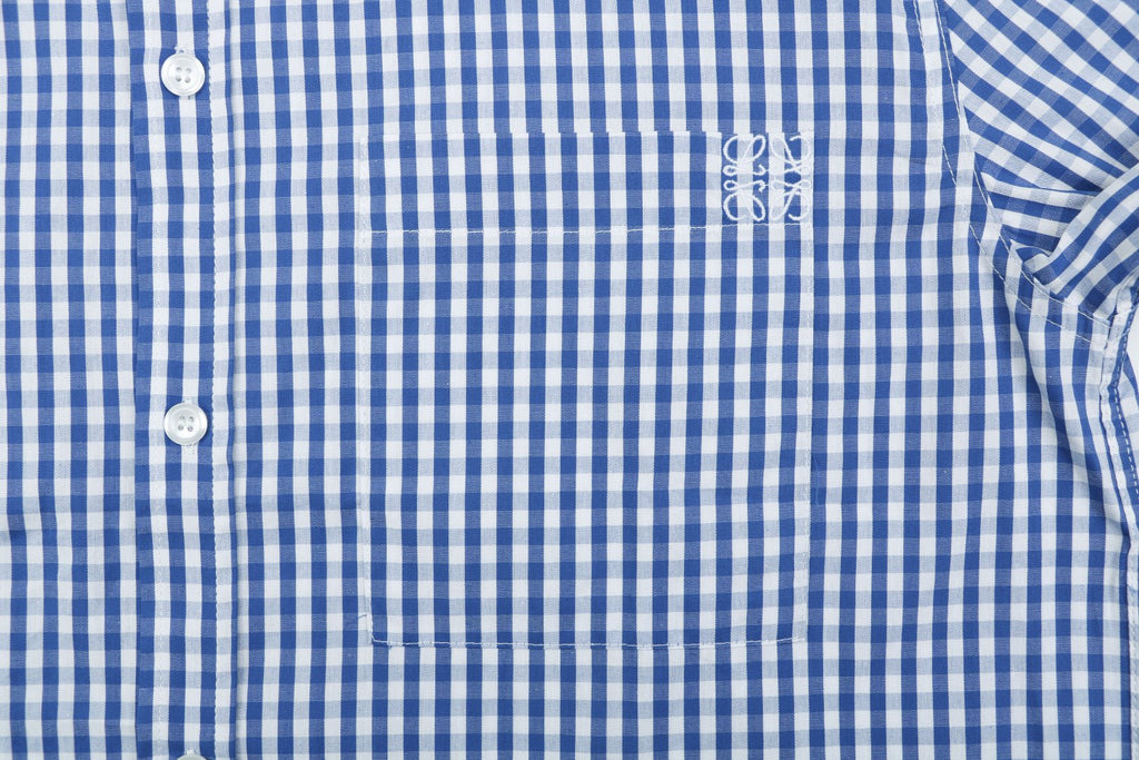 Loewe Anagram Pocket Blue Gingham Long Sleeve Shirt