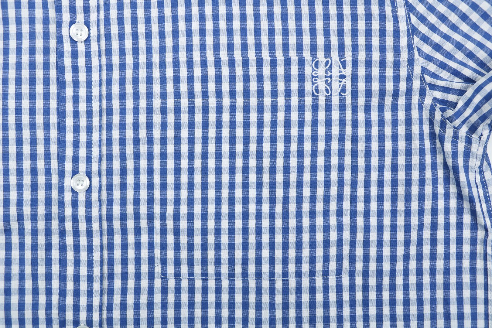 Loewe Anagram Pocket Blue Gingham Long Sleeve Shirt