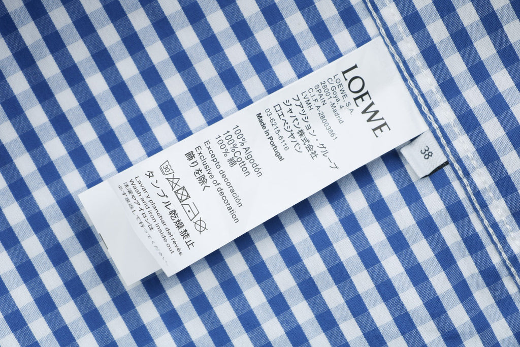 Loewe Anagram Pocket Blue Gingham Long Sleeve Shirt