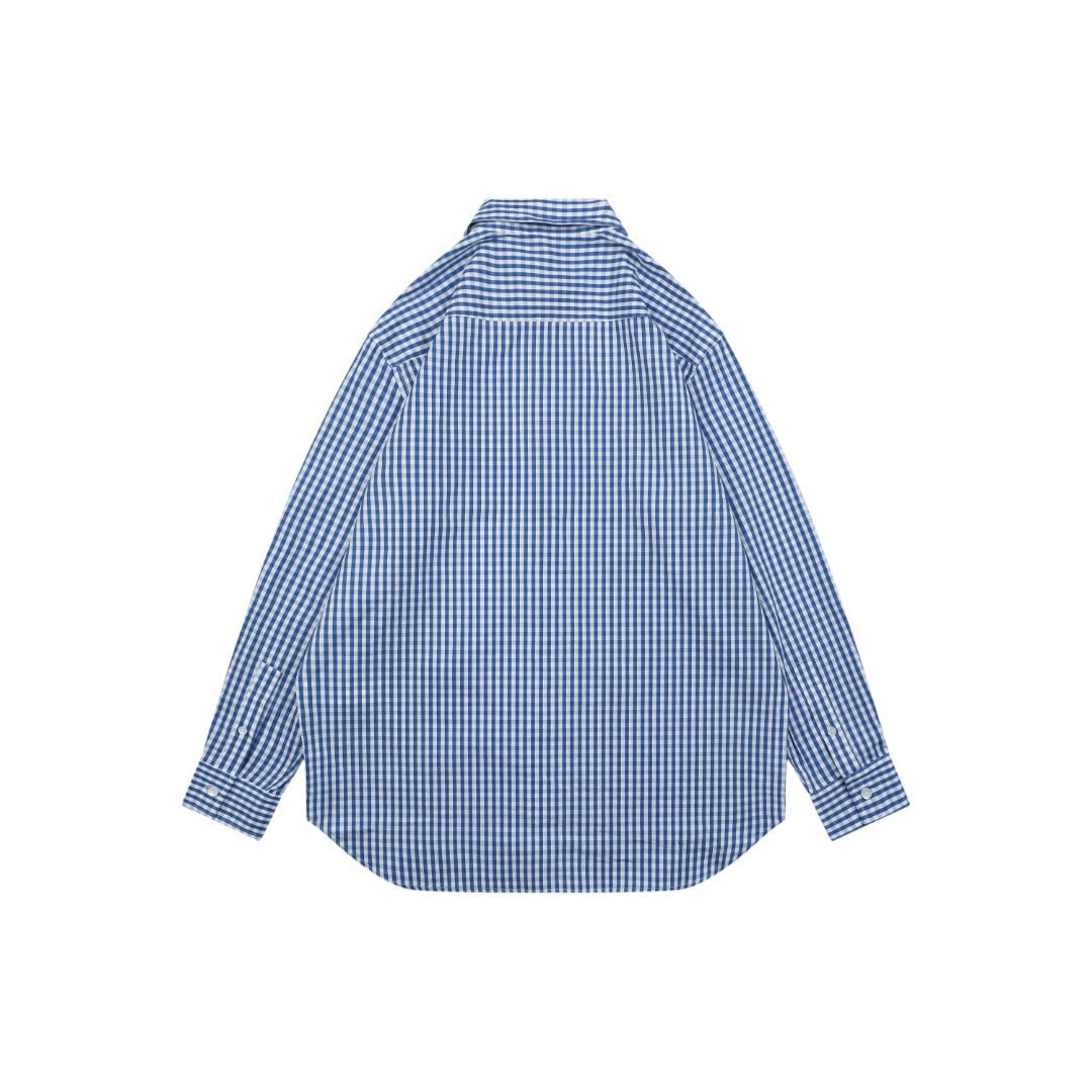 Loewe Anagram Pocket Blue Gingham Long Sleeve Shirt