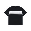 Prada Triangle Logo Stripe Panel Short Sleeve Tee — Black