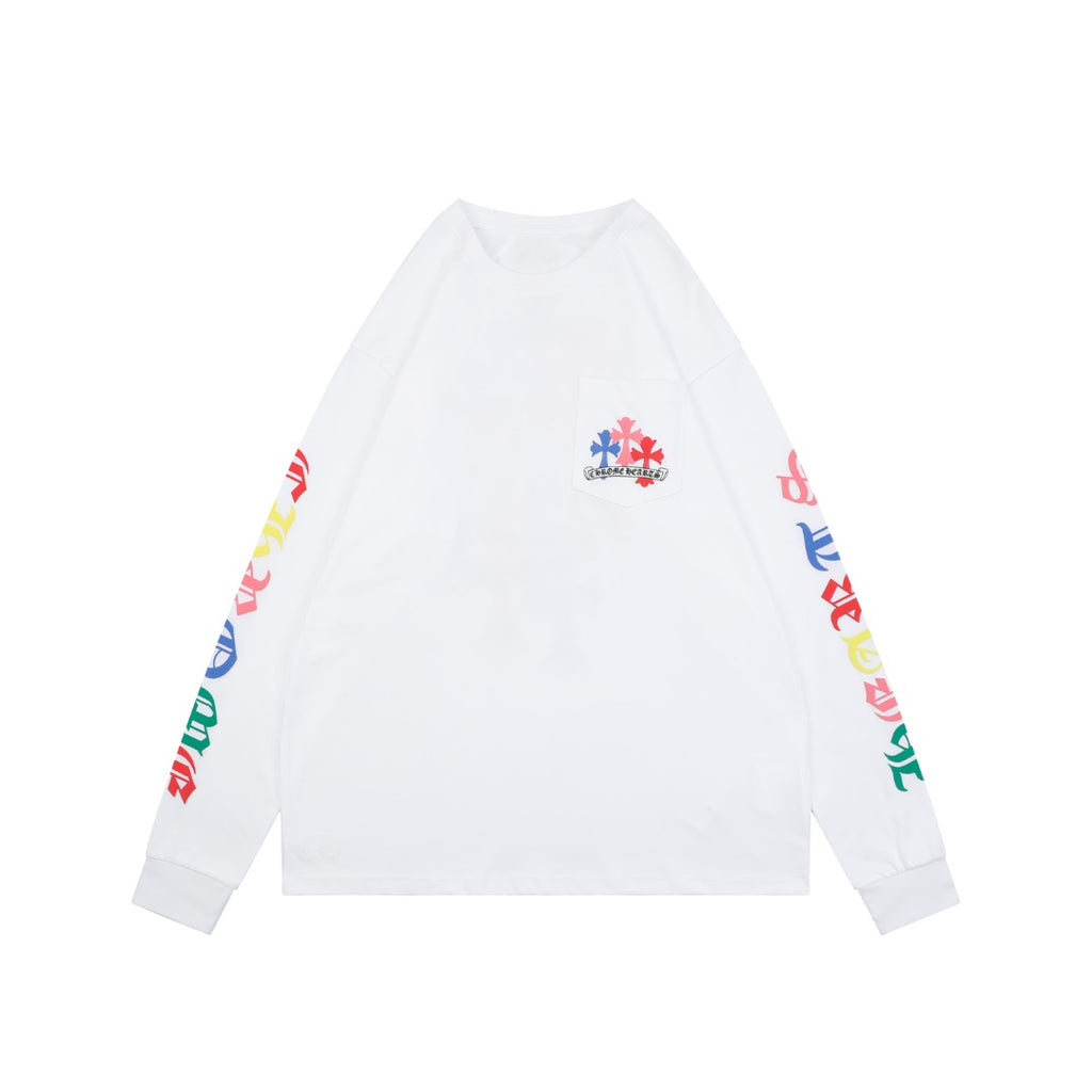 Chrome Hearts Miami Colorful Cross Fleur Long Sleeve Tee – White