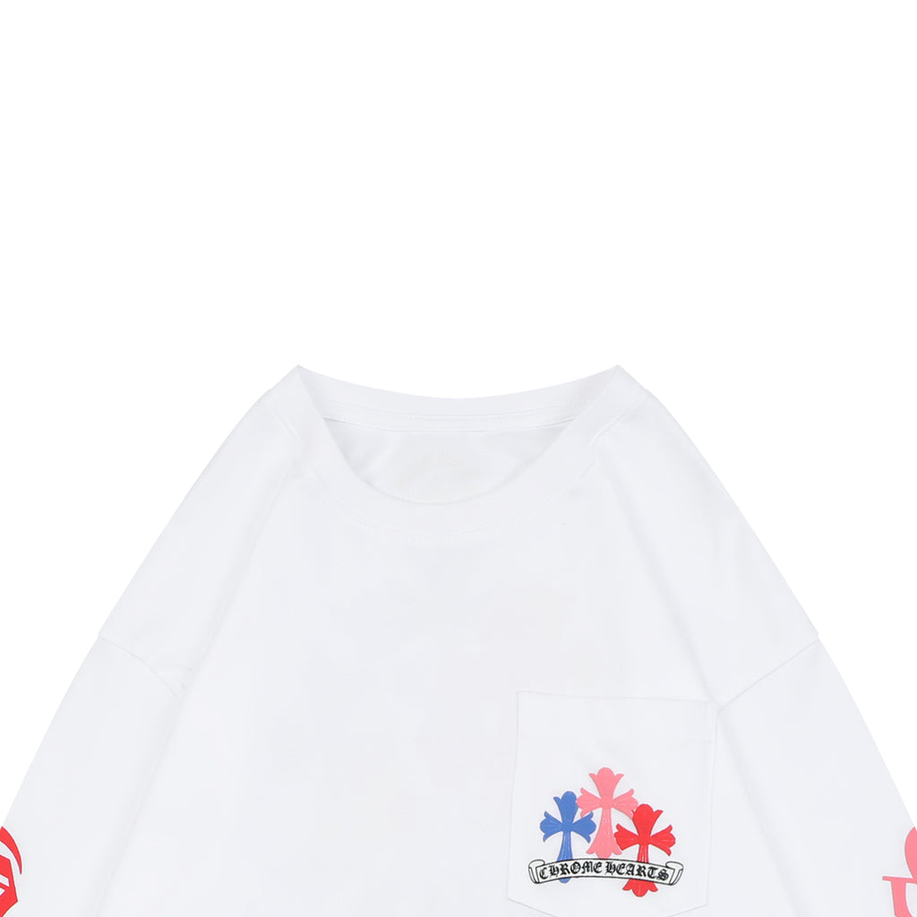 Chrome Hearts Miami Colorful Cross Fleur Long Sleeve Tee – White