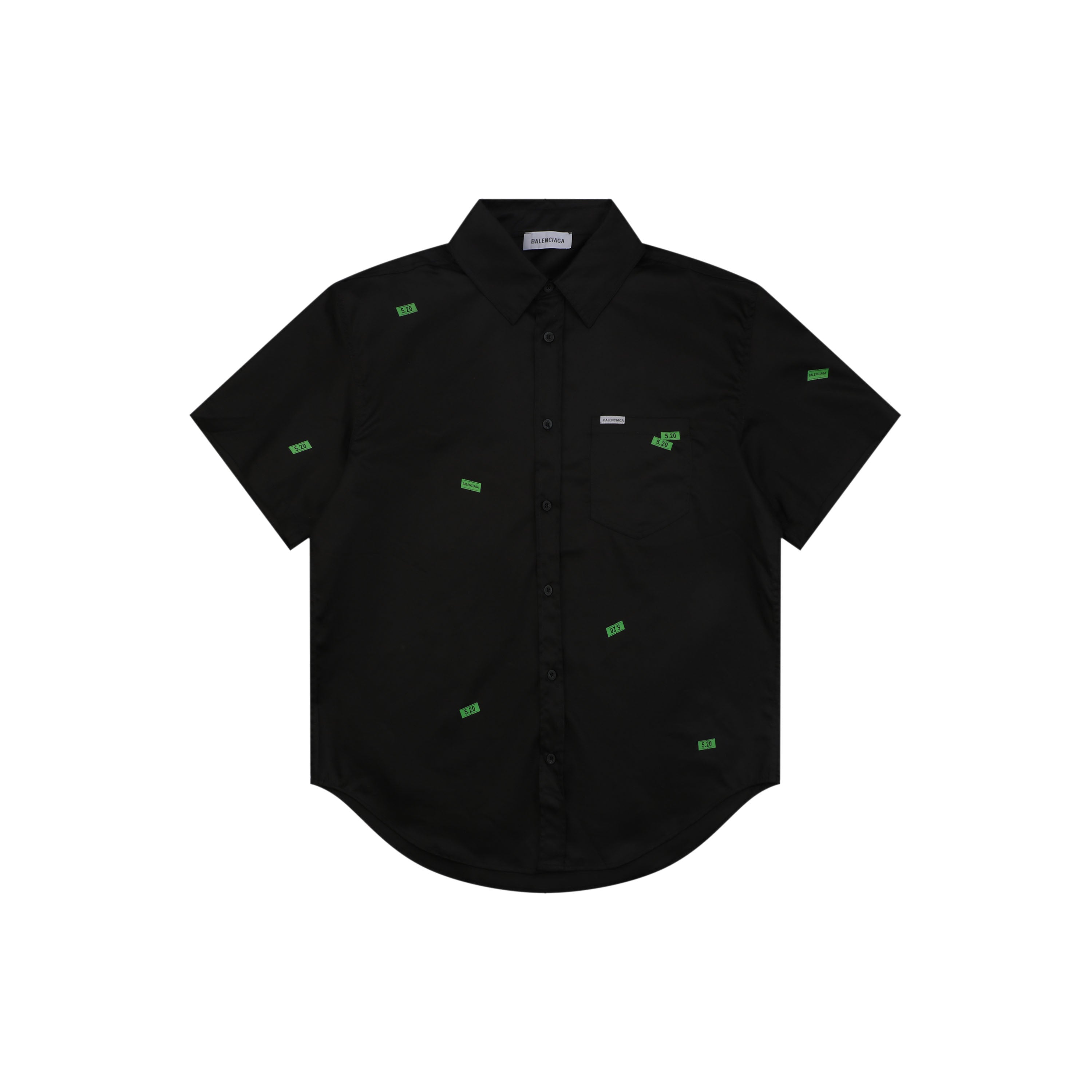 Balenciaga 520 Label Sticker Print Short Sleeve Shirt