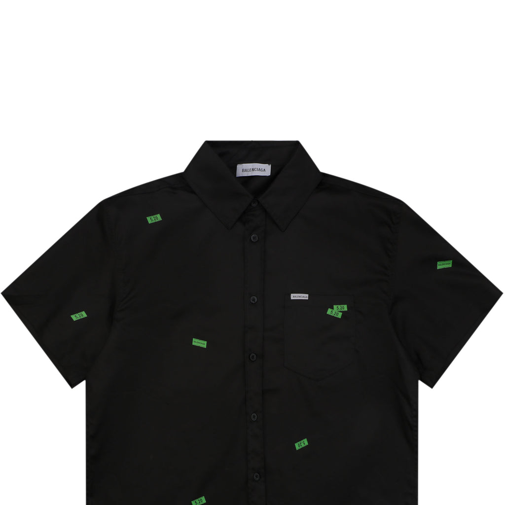 Balenciaga 520 Label Sticker Print Short Sleeve Shirt