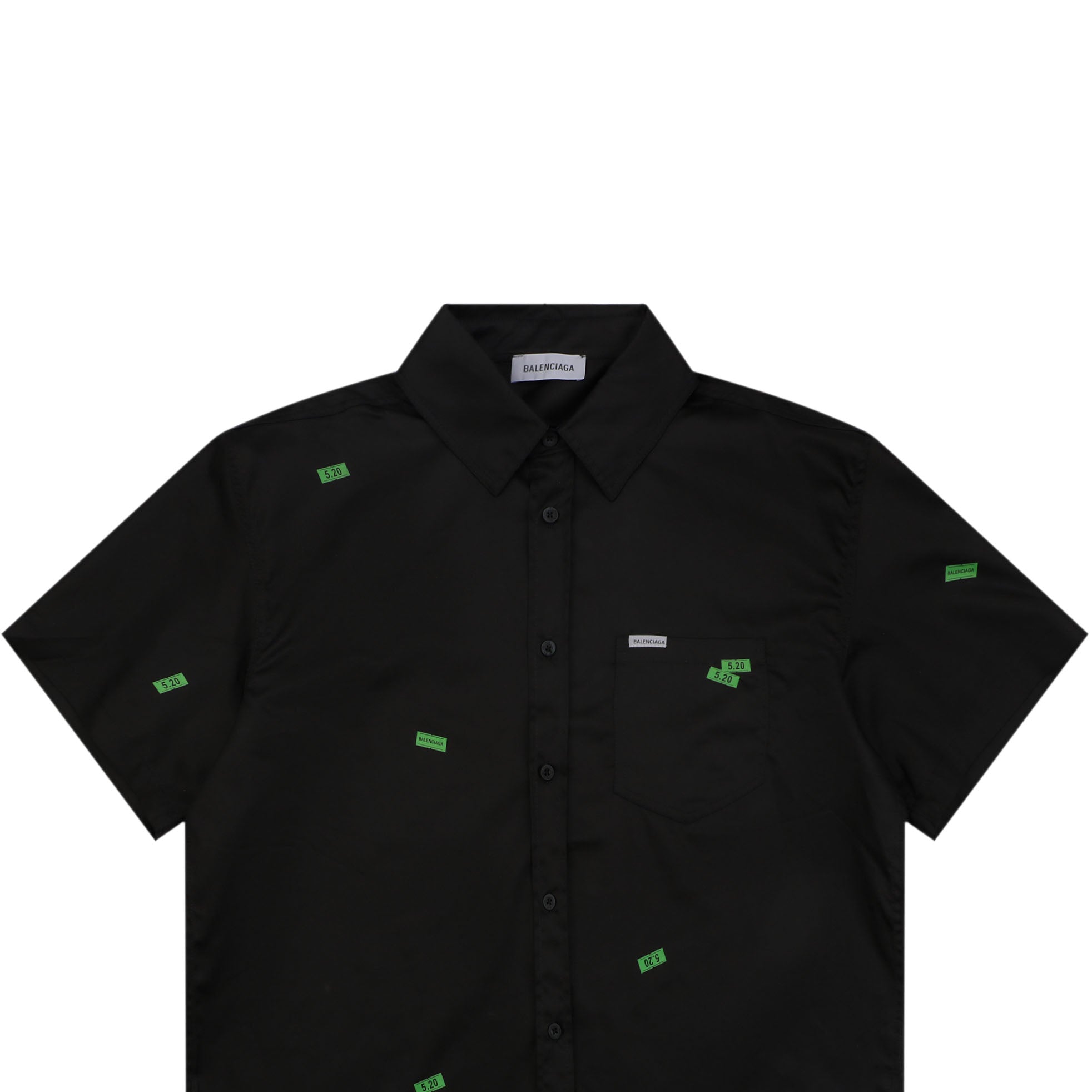 Balenciaga 520 Label Sticker Print Short Sleeve Shirt