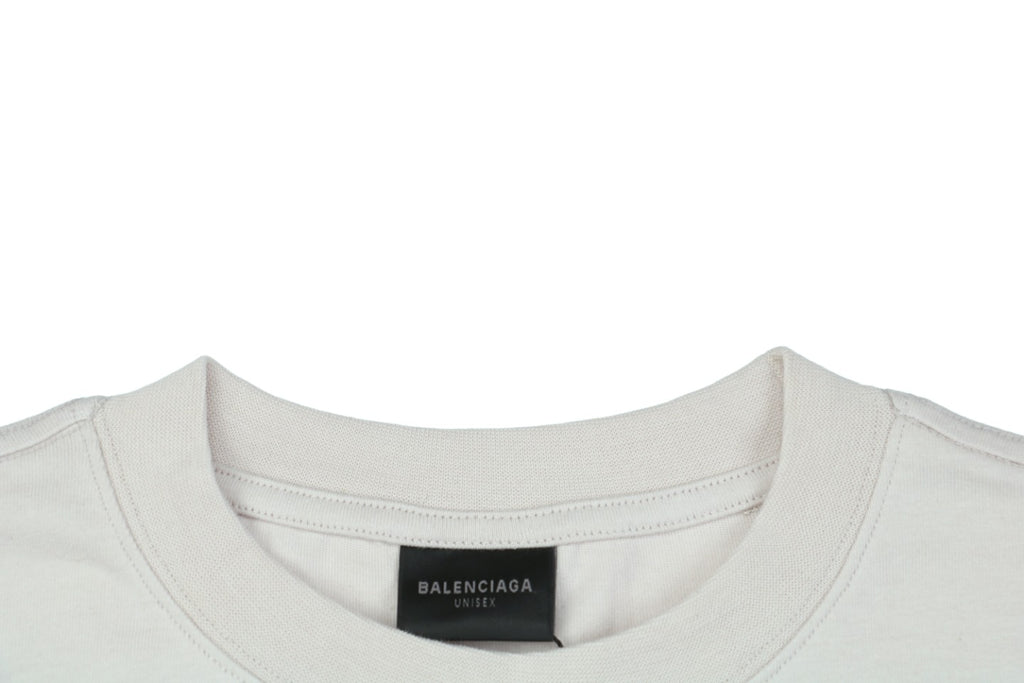 Balenciaga 24SS IB Activewear Silver Reflective Print Short Sleeve Tee – Cream