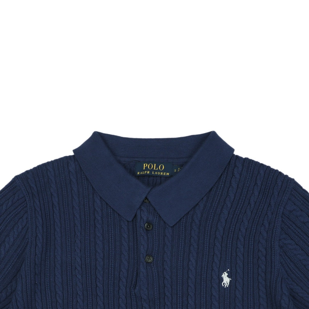 Ralph Lauren N2 Pony Cable Knit Jacquard Polo Short Sleeve – Navy