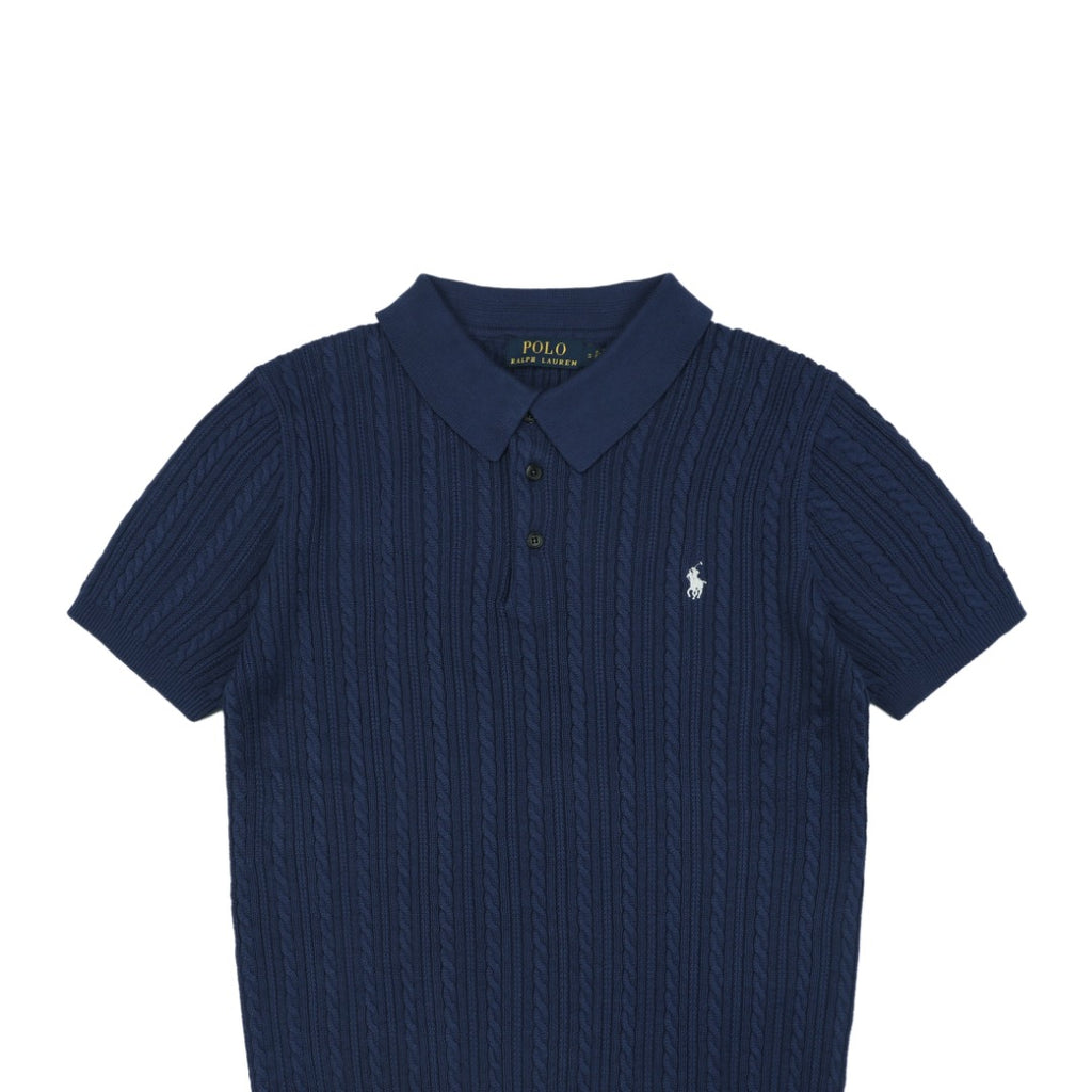 Ralph Lauren N2 Pony Cable Knit Jacquard Polo Short Sleeve – Navy