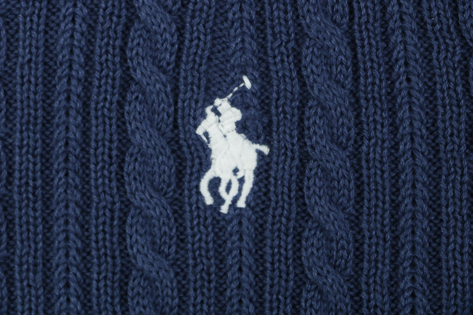 Ralph Lauren N2 Pony Cable Knit Jacquard Polo Short Sleeve – Navy