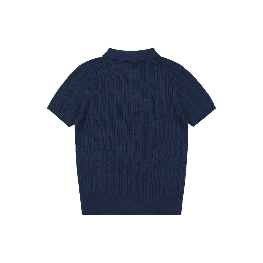Ralph Lauren N2 Pony Cable Knit Jacquard Polo Short Sleeve – Navy