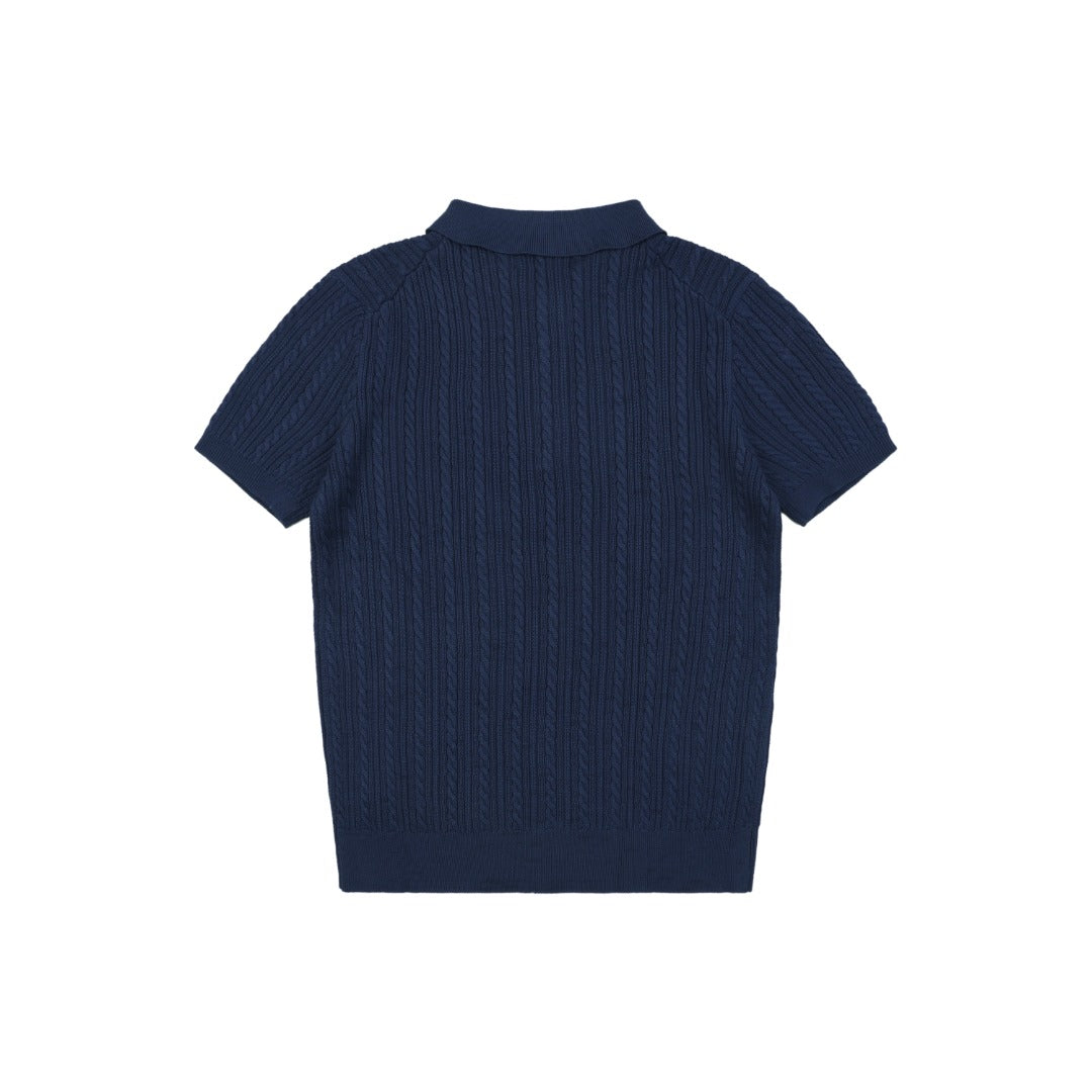 Ralph Lauren N2 Pony Cable Knit Jacquard Polo Short Sleeve – Navy