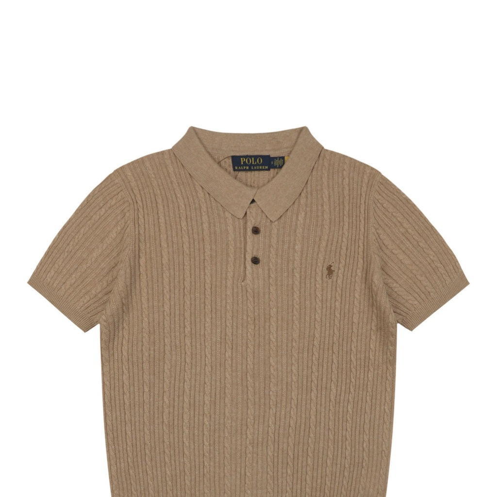 Ralph Lauren N2 Pony Cable Knit Jacquard Polo Short Sleeve – Khaki