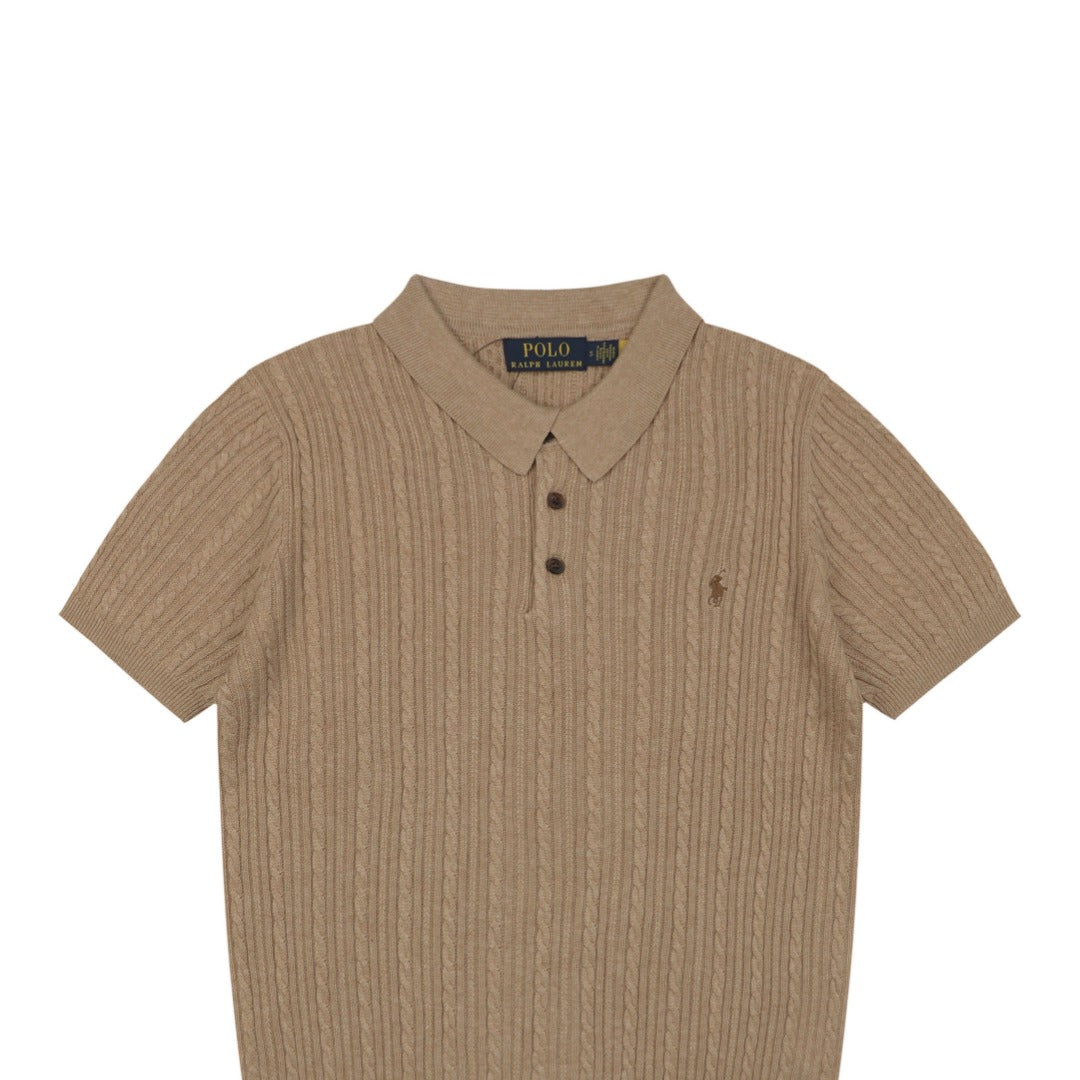 Ralph Lauren N2 Pony Cable Knit Jacquard Polo Short Sleeve – Khaki