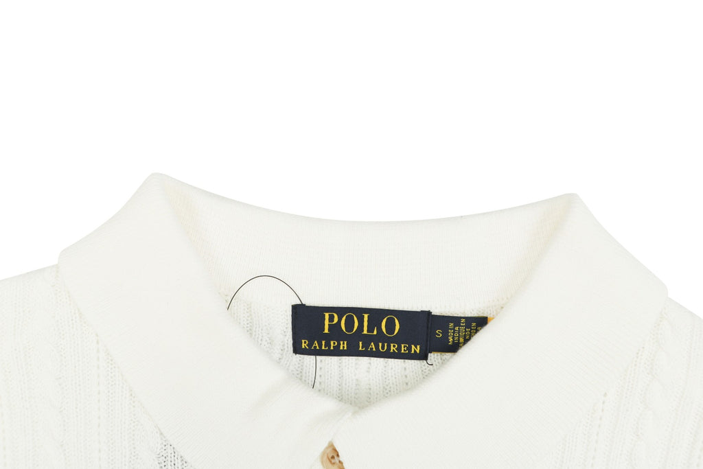 Ralph Lauren N2 Pony Cable Knit Jacquard Polo Short Sleeve – White