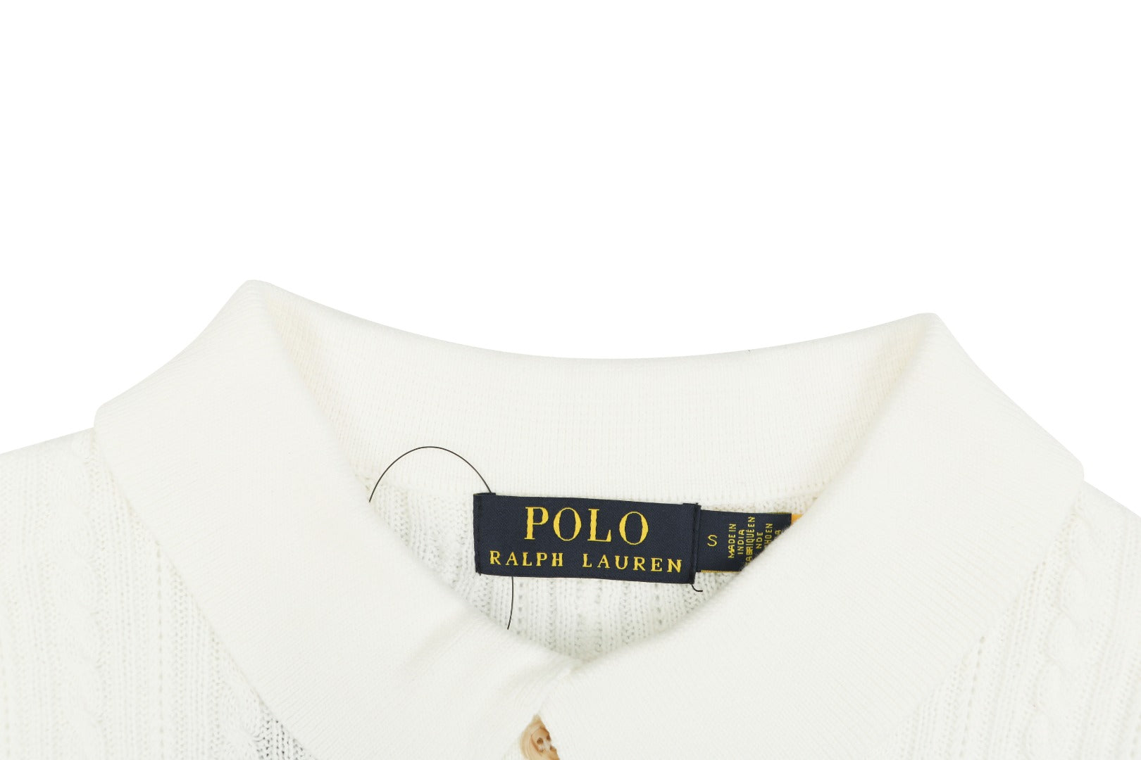 Ralph Lauren N2 Pony Cable Knit Jacquard Polo Short Sleeve – White