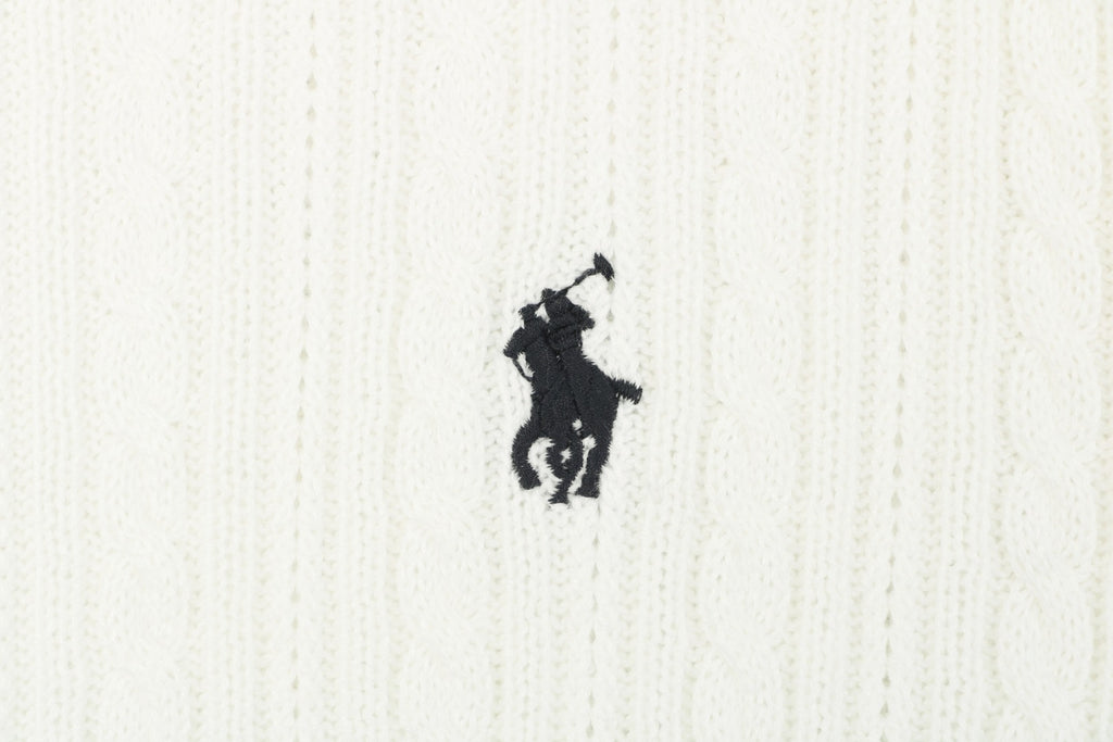 Ralph Lauren N2 Pony Cable Knit Jacquard Polo Short Sleeve – White
