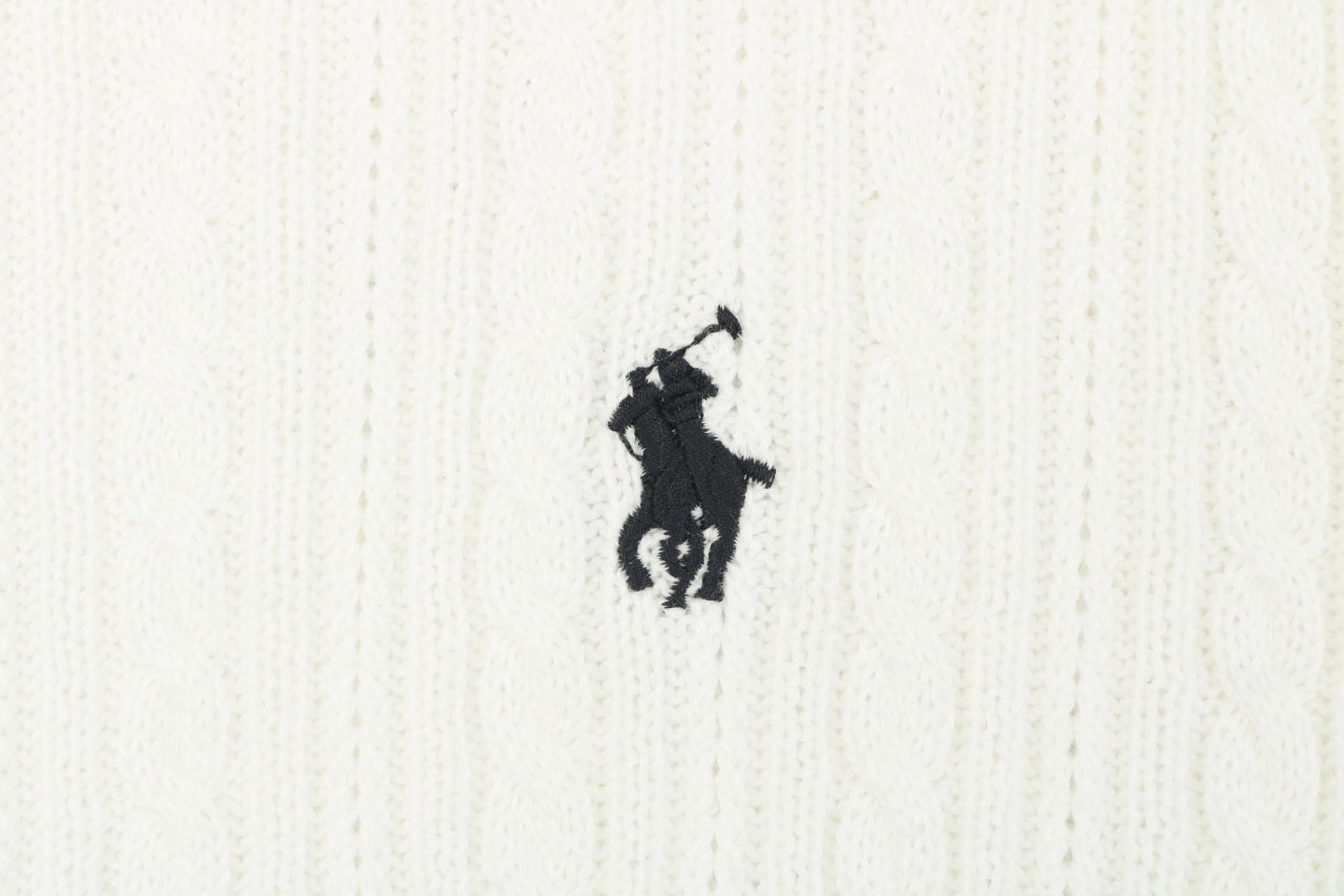 Ralph Lauren N2 Pony Cable Knit Jacquard Polo Short Sleeve – White
