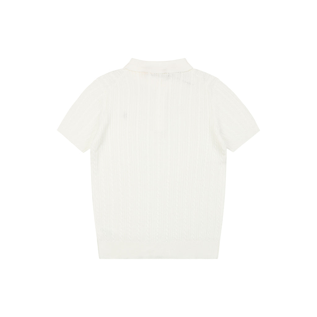 Ralph Lauren N2 Pony Cable Knit Jacquard Polo Short Sleeve – White