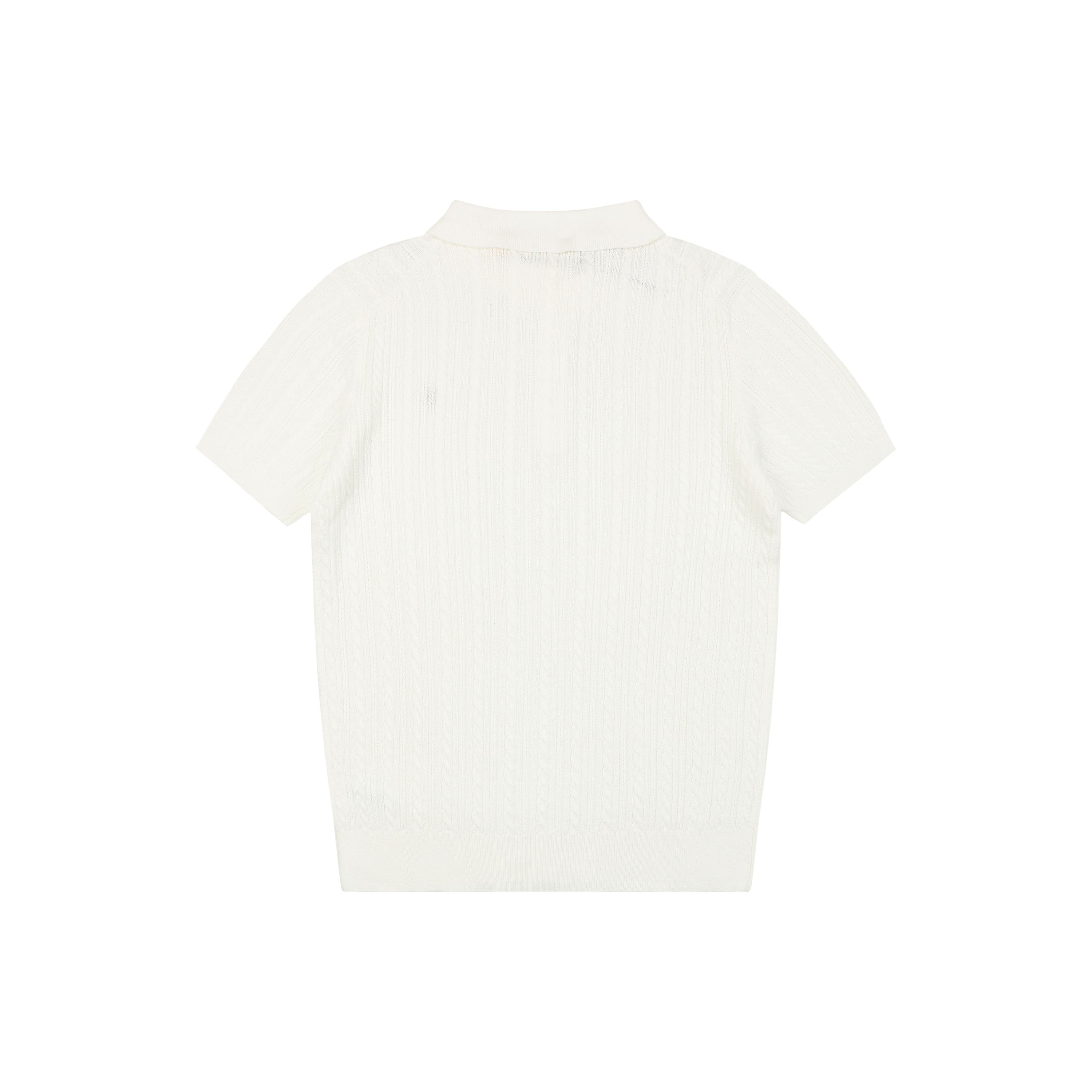 Ralph Lauren N2 Pony Cable Knit Jacquard Polo Short Sleeve – White