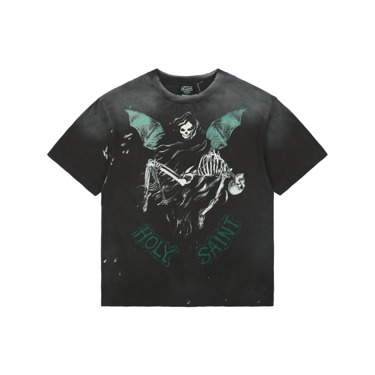 Saint Michael Skeleton Demon Angel Graphic Print Short Sleeve Tee