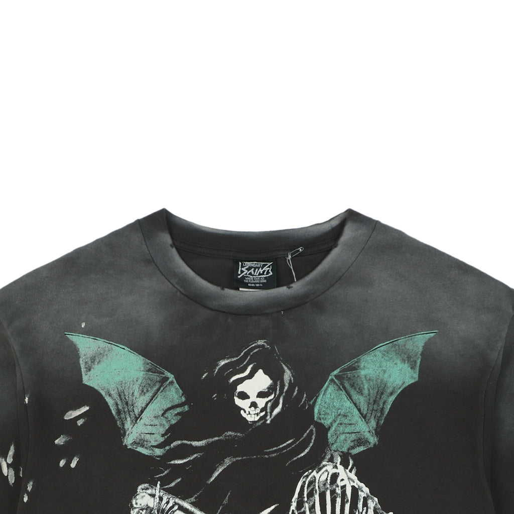 Saint Michael Skeleton Demon Angel Graphic Print Short Sleeve Tee