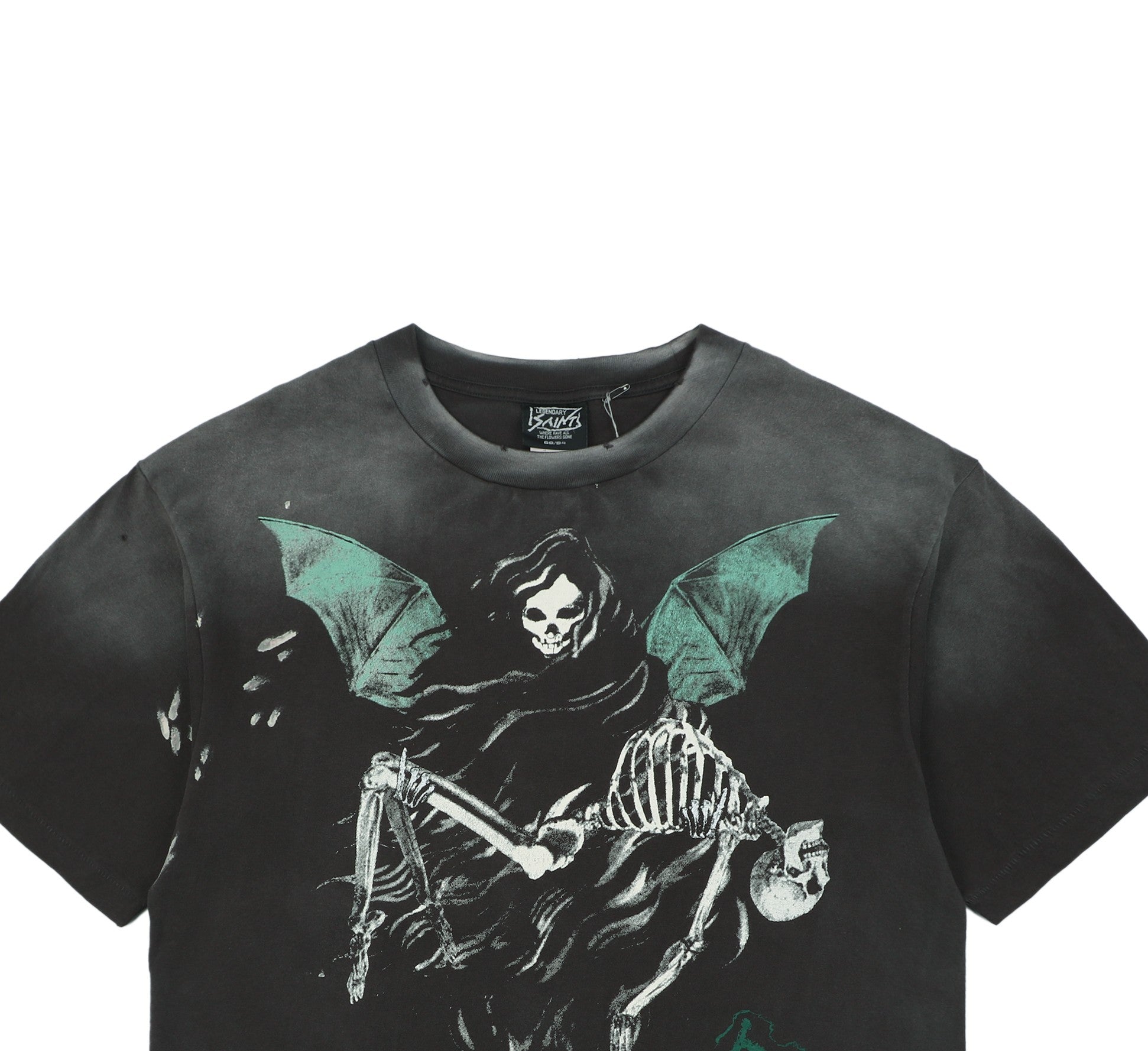 Saint Michael Skeleton Demon Angel Graphic Print Short Sleeve Tee