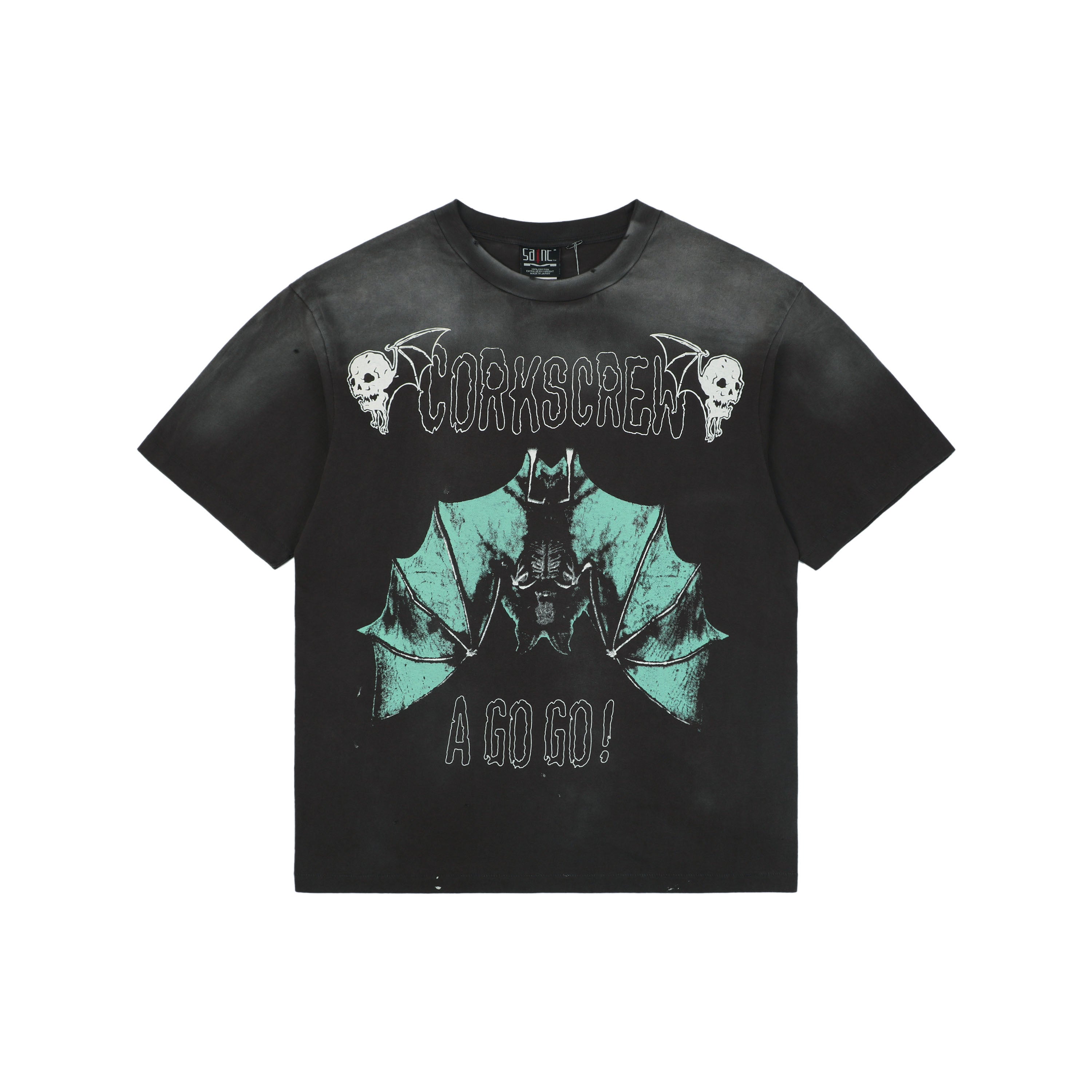 Saint Michael Corkscrew A Go Go Upside-Down Bat Graphic Print Short Sleeve Tee